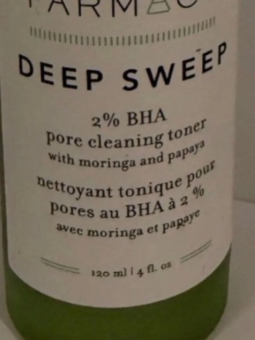 Farmacy Deep Sweep 2% BHA Pore Cleaning Toner with Moringa and Papaya 4 fl oz